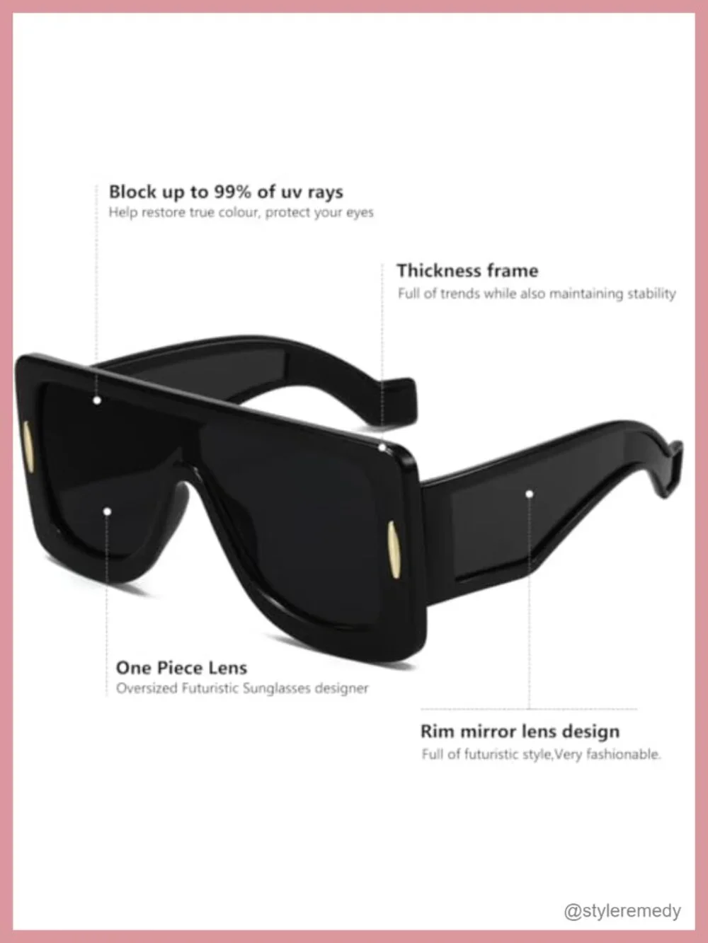 Oversized Shield Sunglasses UV Protection Flat Top Unisex
